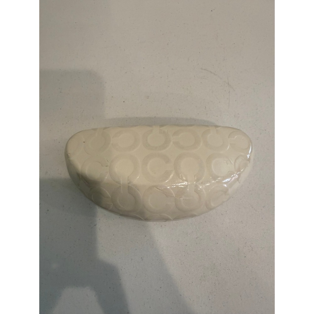 Coach Signature C Monogram Hard Sunglasses Case Off White Cream Clamshell